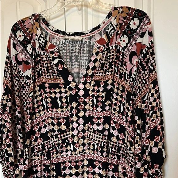 Westbound Black, Pink & Brown Geometric Midi Dress - Picture 3 of 10